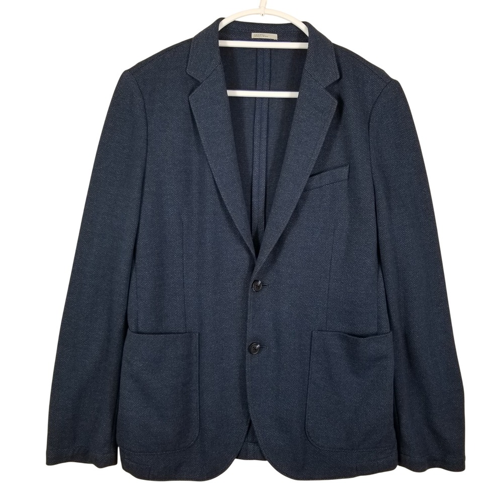Nordstrom Rack Mens Navy Blue Herringbone Knit Blazer Sport Coat Medium
